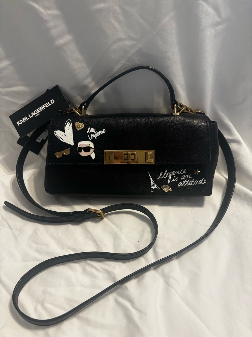 Karl Lagerfeld Black Mini Top-Handle Bag